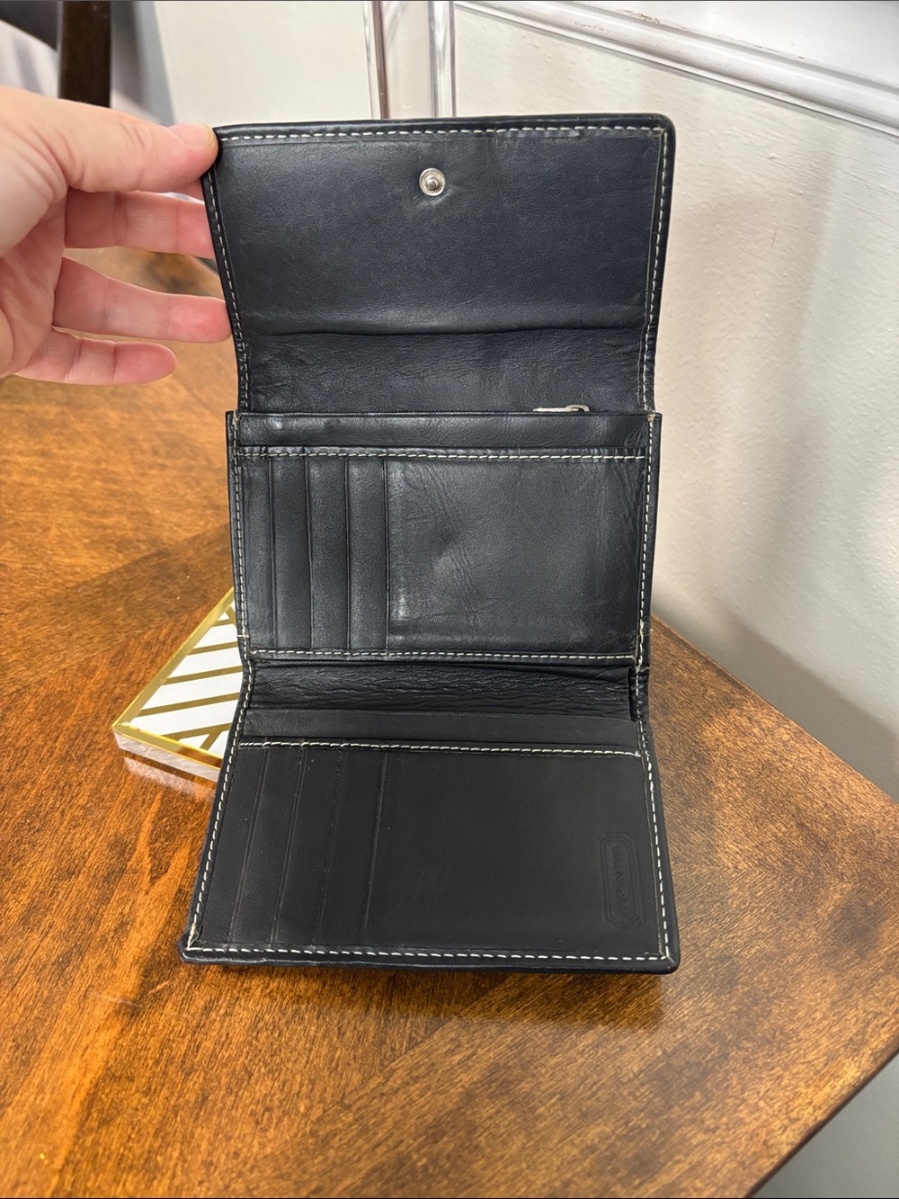 🔥Coach Black Signature Jacquard & Smooth Leather Wallet - Picture 9 of 14